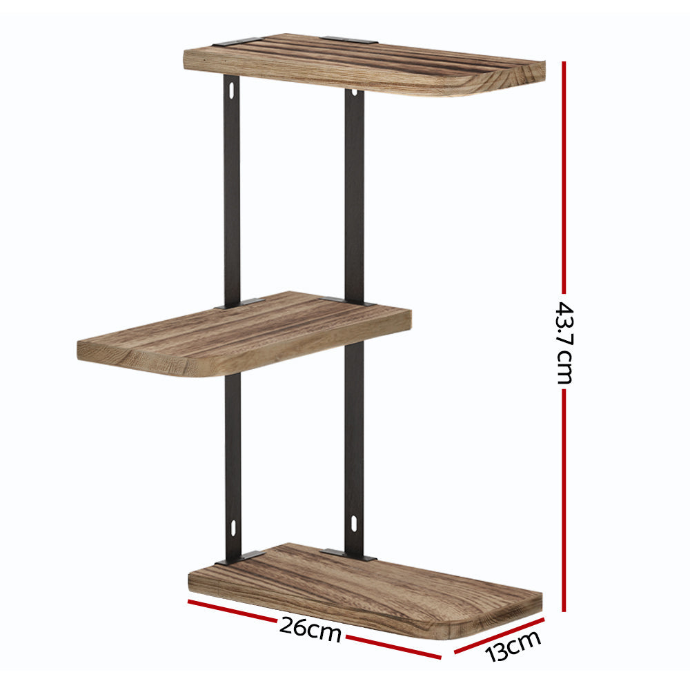 Artiss Floating Wall Shelves Brackets 3 Tiers Corner Display DIY Wall Mount Rack Artiss