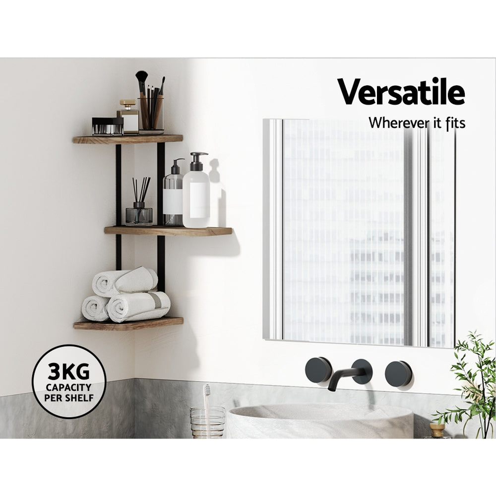 Artiss Floating Wall Shelves Brackets 3 Tiers Corner Display DIY Wall Mount Rack Artiss