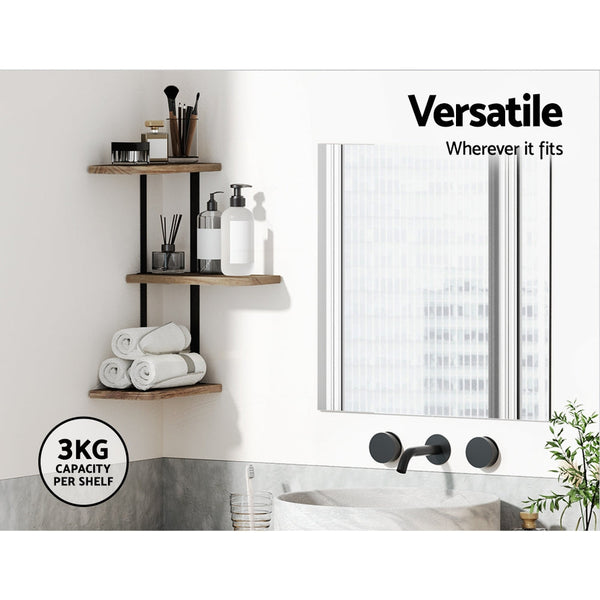 Artiss Floating Wall Shelves Brackets 3 Tiers Corner Display DIY Wall Mount Rack Artiss