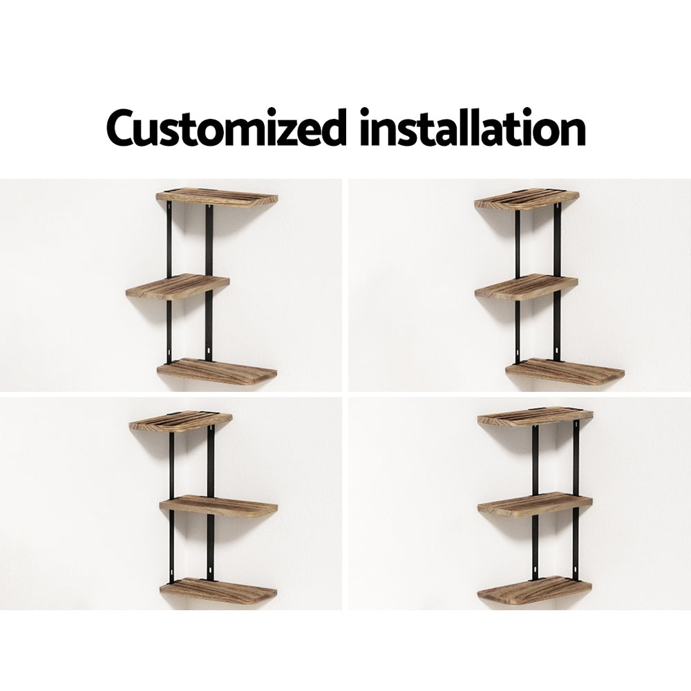 Artiss Floating Wall Shelves Brackets 3 Tiers Corner Display DIY Wall Mount Rack Artiss