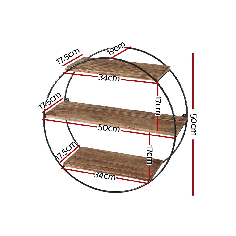 Artiss Floating Wall Shelves Brackets Round 3 Tiers Display DIY Wall Mount Rack Artiss