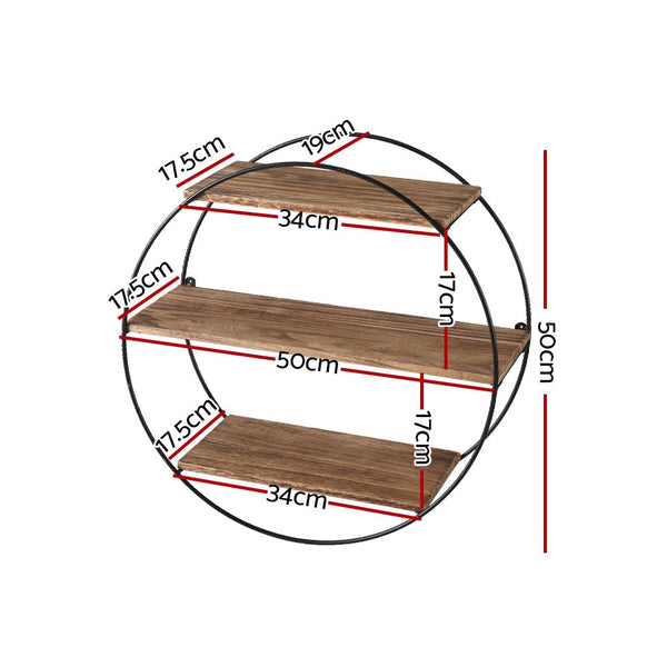 Artiss Floating Wall Shelves Brackets Round 3 Tiers Display DIY Wall Mount Rack Artiss