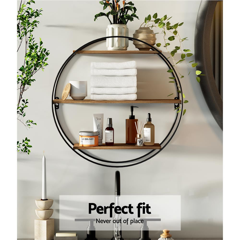 Artiss Floating Wall Shelves Brackets Round 3 Tiers Display DIY Wall Mount Rack Artiss