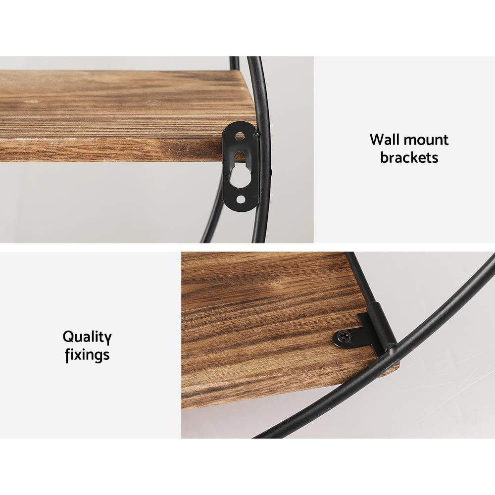 Artiss Floating Wall Shelves Brackets Round 3 Tiers Display DIY Wall Mount Rack Artiss