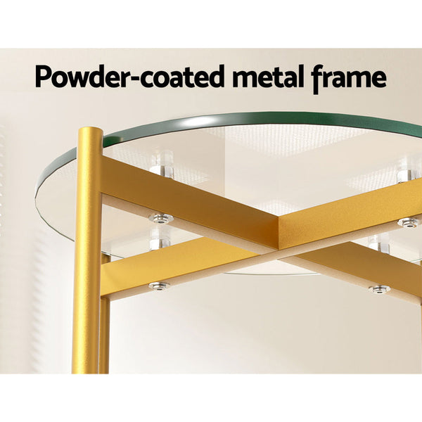 Artiss Coffee Table Side Table Laptop Desk Bedside Sofa Glass Table Metal Frame Artiss