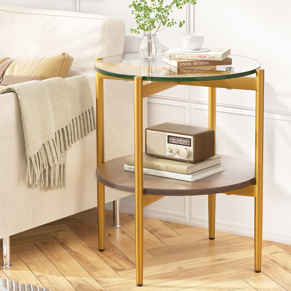 Artiss Coffee Table Side Table Laptop Desk Bedside Sofa Glass Table Metal Frame Artiss