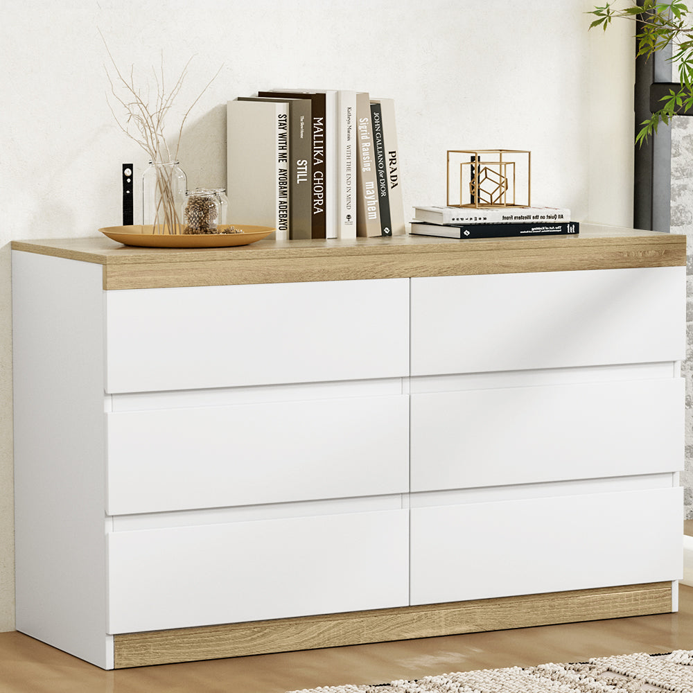 Artiss 6 Chest of Drawers Cabinet Dresser Table Tallboy Storage Bedroom White Artiss