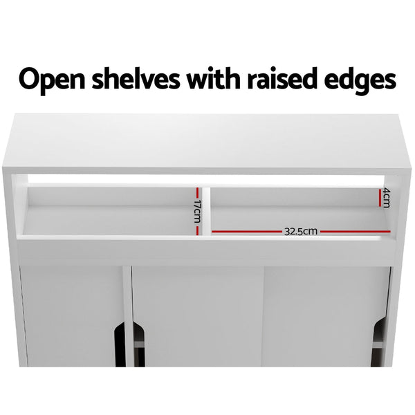 Artiss Bathroom Storage Cabinet Toilet Caddy Shelf 3 Doors With Wheels White Artiss