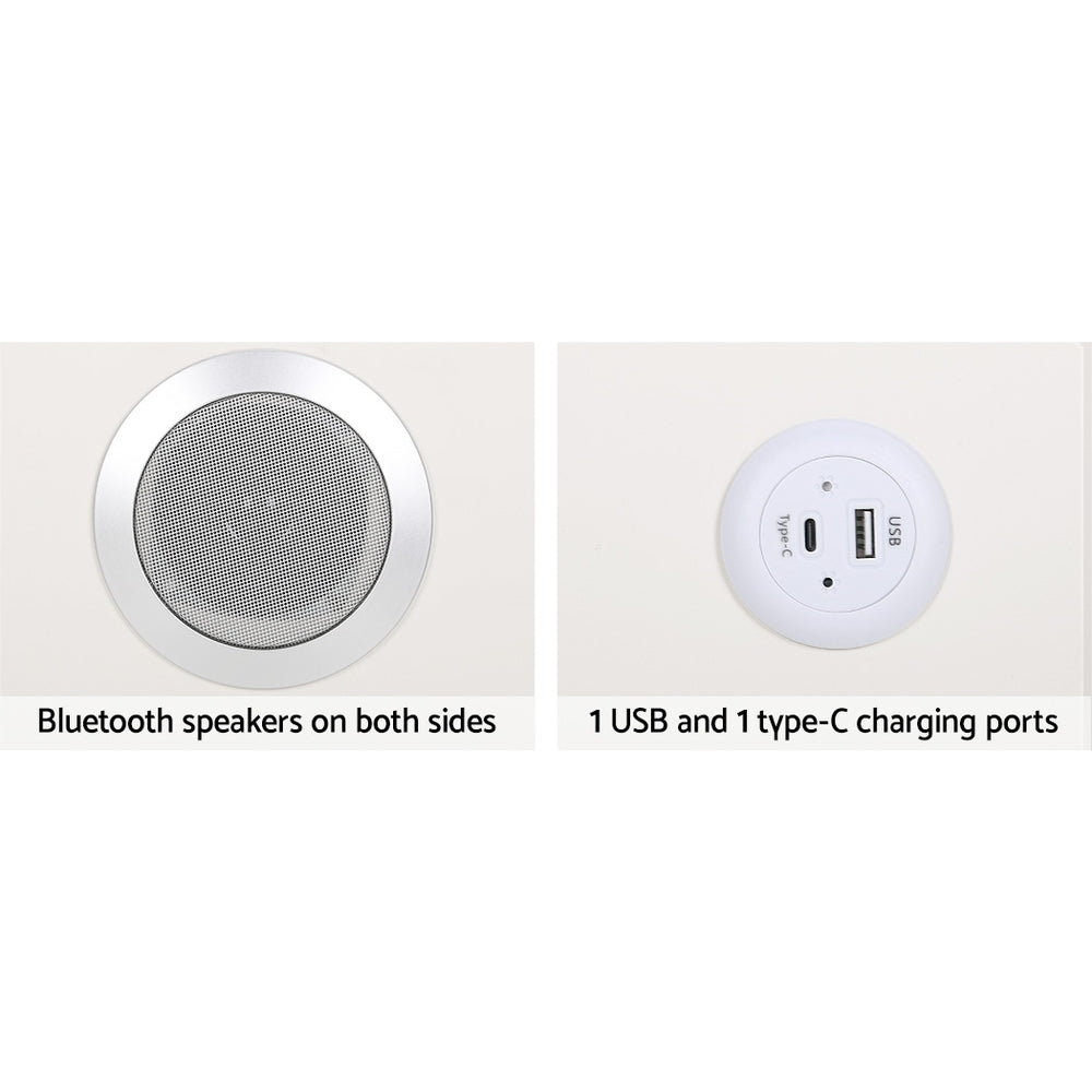 Artiss Smart Bedside Table 2 Drawers with Wireless Charging Ports LED Lights Artiss