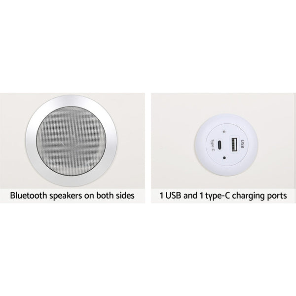 Artiss Smart Bedside Table 2 Drawers with Wireless Charging Ports LED Lights Artiss