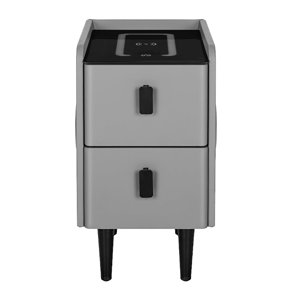 Artiss Smart Bedside Table 2 Drawers with Wireless Charging LED Lights Grey Artiss