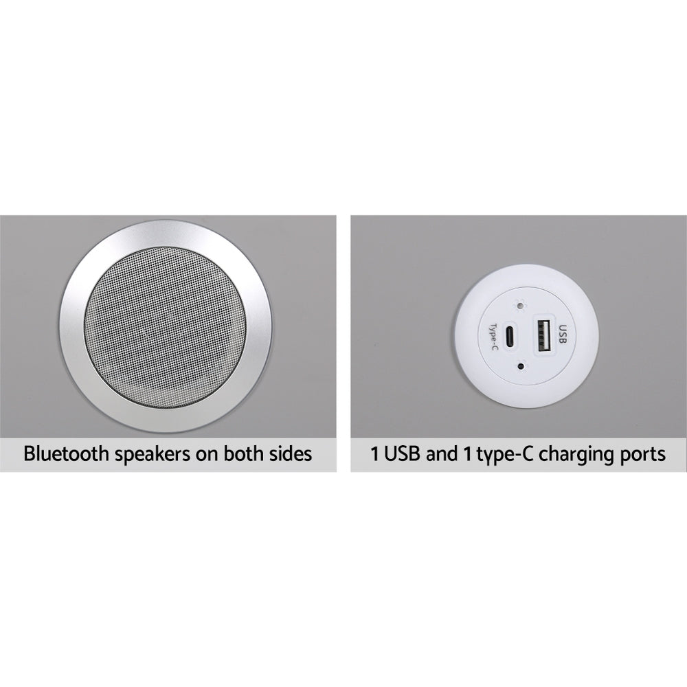 Artiss Smart Bedside Table 2 Drawers with Wireless Charging LED Lights Grey Artiss