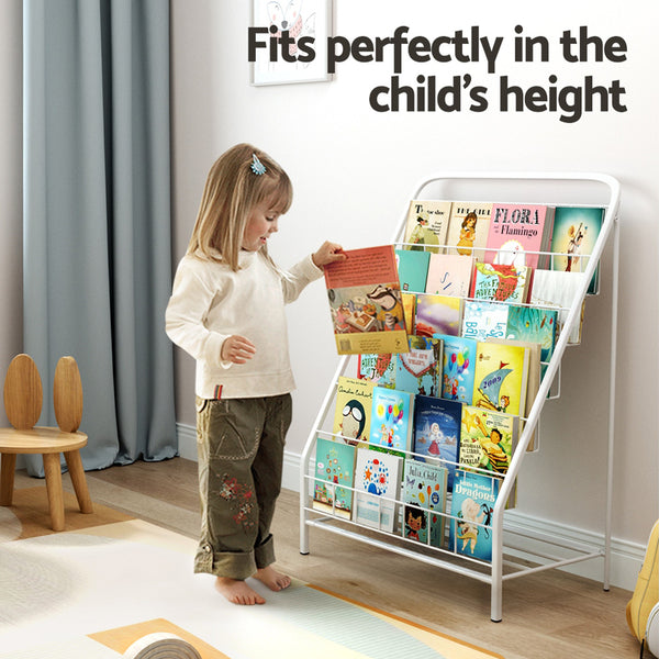 Keezi 6 Tiers Kids Bookshelf Magazine Rack Children Bookcase Organiser Foldable Keezi