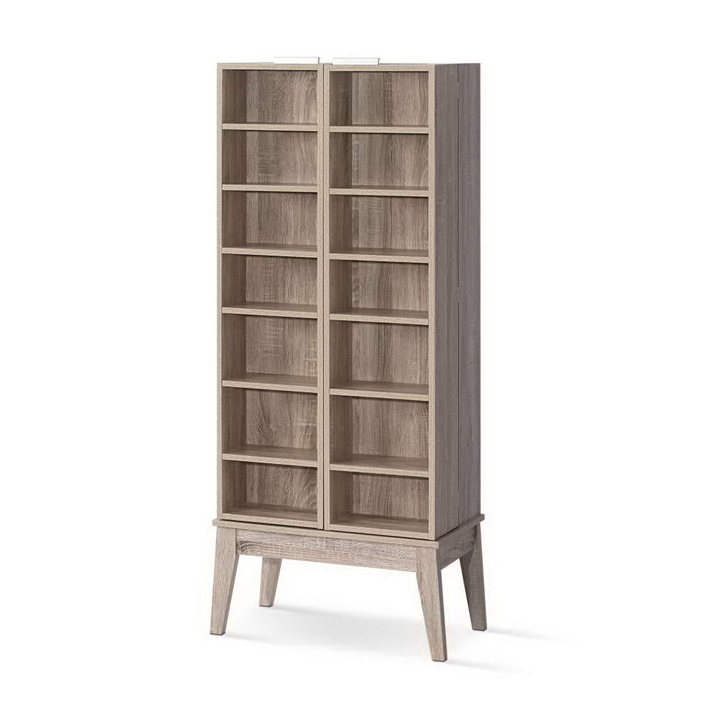 Artiss CD DVD Media Storage Display Shelf Folding Cabinet Bookshelf Bluray Rack Oak freeshipping - Awezingly
