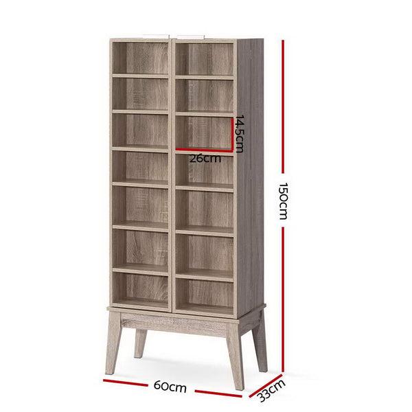 Artiss CD DVD Media Storage Display Shelf Folding Cabinet Bookshelf Bluray Rack Oak freeshipping - Awezingly