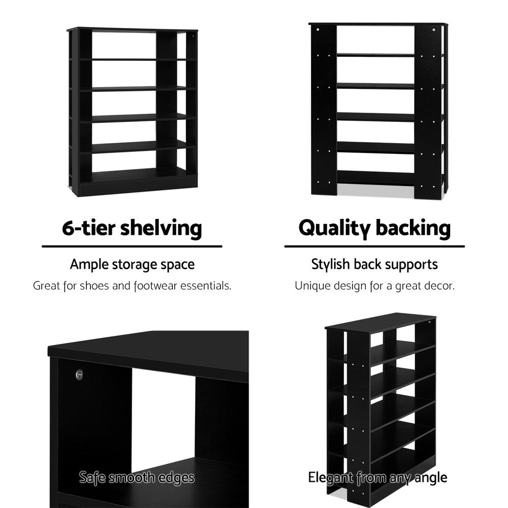 Artiss 6-Tier Shoe Rack Cabinet - Black freeshipping - Awezingly
