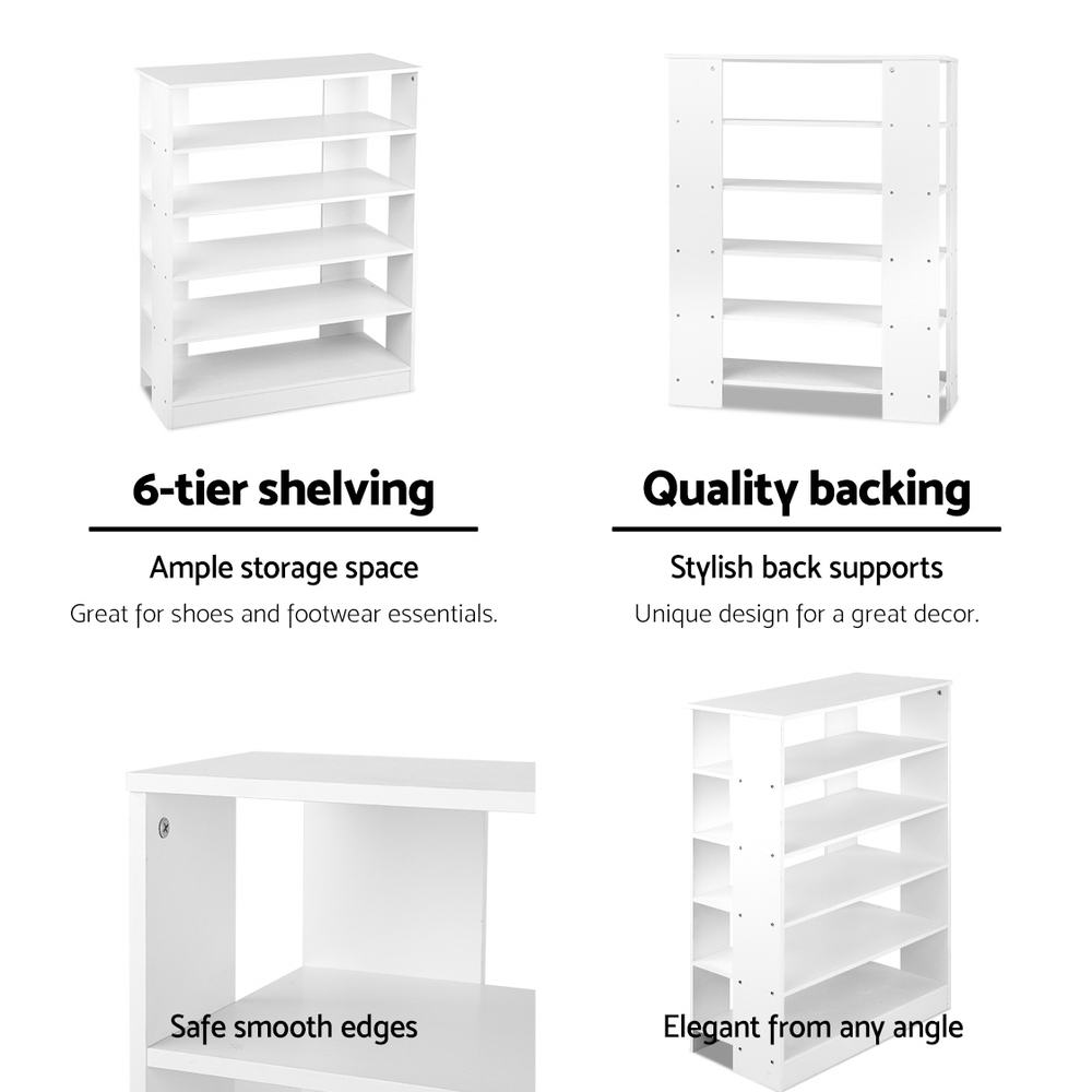 Artiss 6-Tier Shoe Rack Cabinet - White freeshipping - Awezingly
