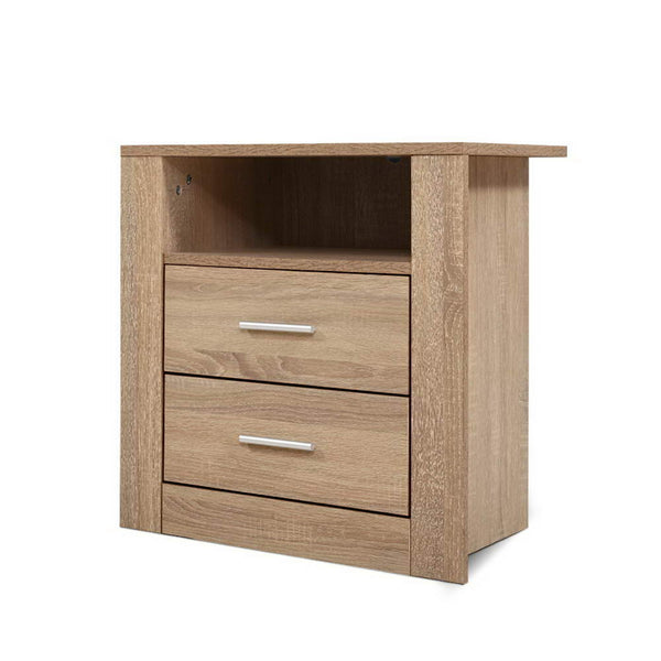 Artiss Bedside Tables Drawers Storage Cabinet Shelf Side End Table Oak freeshipping - Awezingly