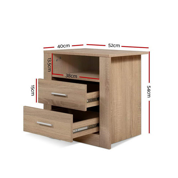 Artiss Bedside Tables Drawers Storage Cabinet Shelf Side End Table Oak freeshipping - Awezingly