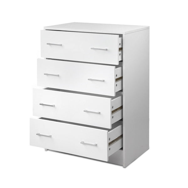 Artiss Tallboy 4 Drawers Storage Cabinet - White freeshipping - Awezingly