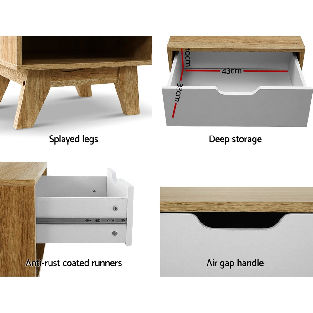 Artiss Bedside Table Drawer Nightstand Shelf Cabinet Storage Lamp Side Wooden freeshipping - Awezingly