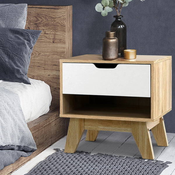 Artiss Bedside Table Drawer Nightstand Shelf Cabinet Storage Lamp Side Wooden freeshipping - Awezingly