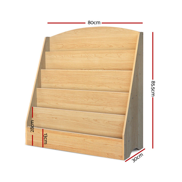 Keezi 5 Tiers Kids Bookshelf Magazine Rack Shelf Organizer - Wooden Keezi