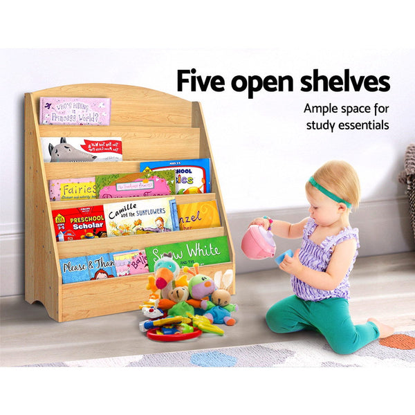 Keezi 5 Tiers Kids Bookshelf Magazine Rack Shelf Organizer - Wooden Keezi