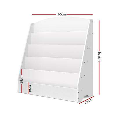 Keezi 5 Tiers Kids Bookshelf Magazine Rack Shelf Organizer - White