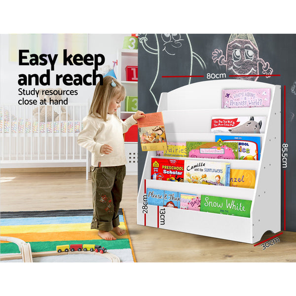 Keezi 5 Tiers Kids Bookshelf Magazine Rack Shelf Organizer - White Keezi