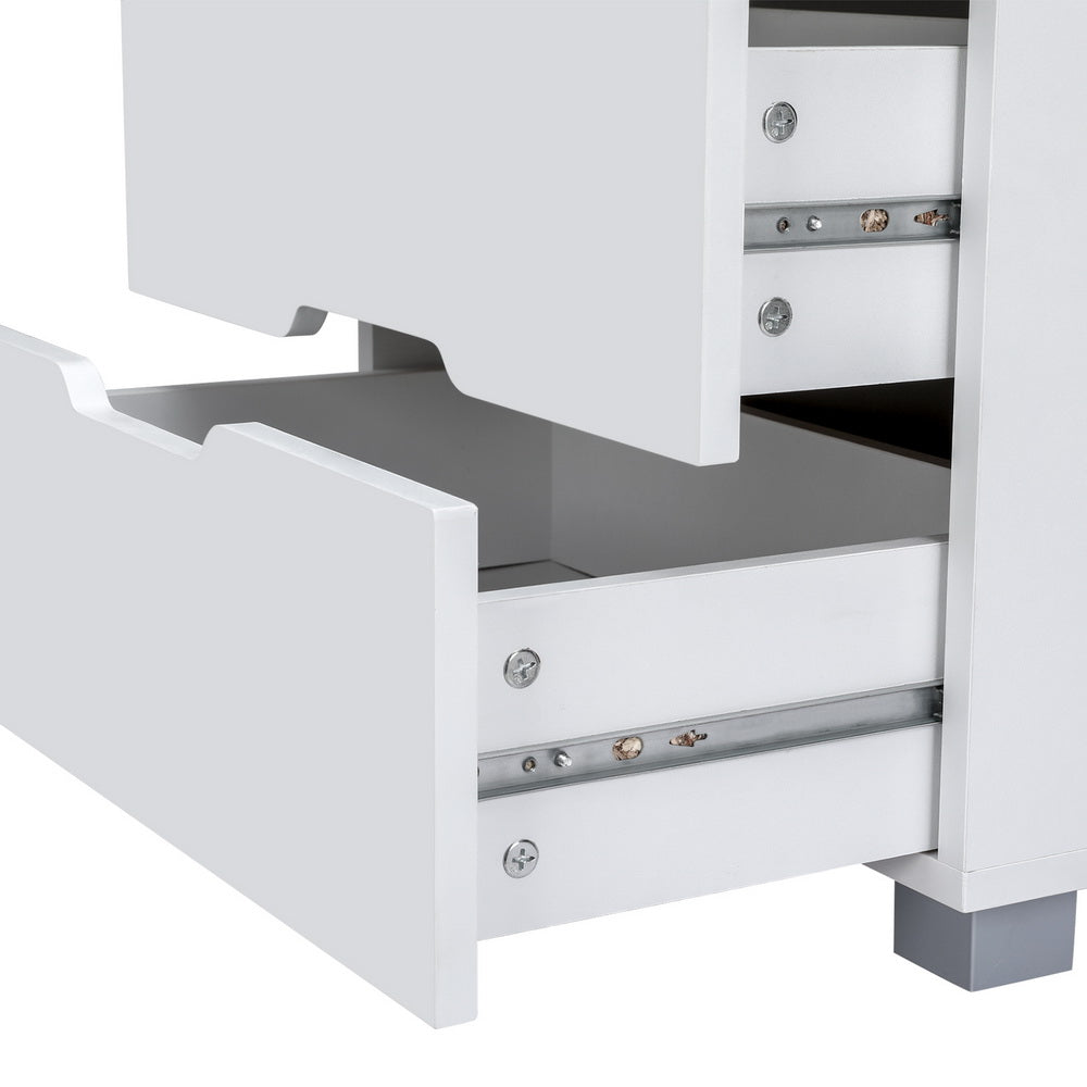 Artiss Smart Bedside Table 3 Drawers with Wireless Charging Ports LED White ADAD Artiss