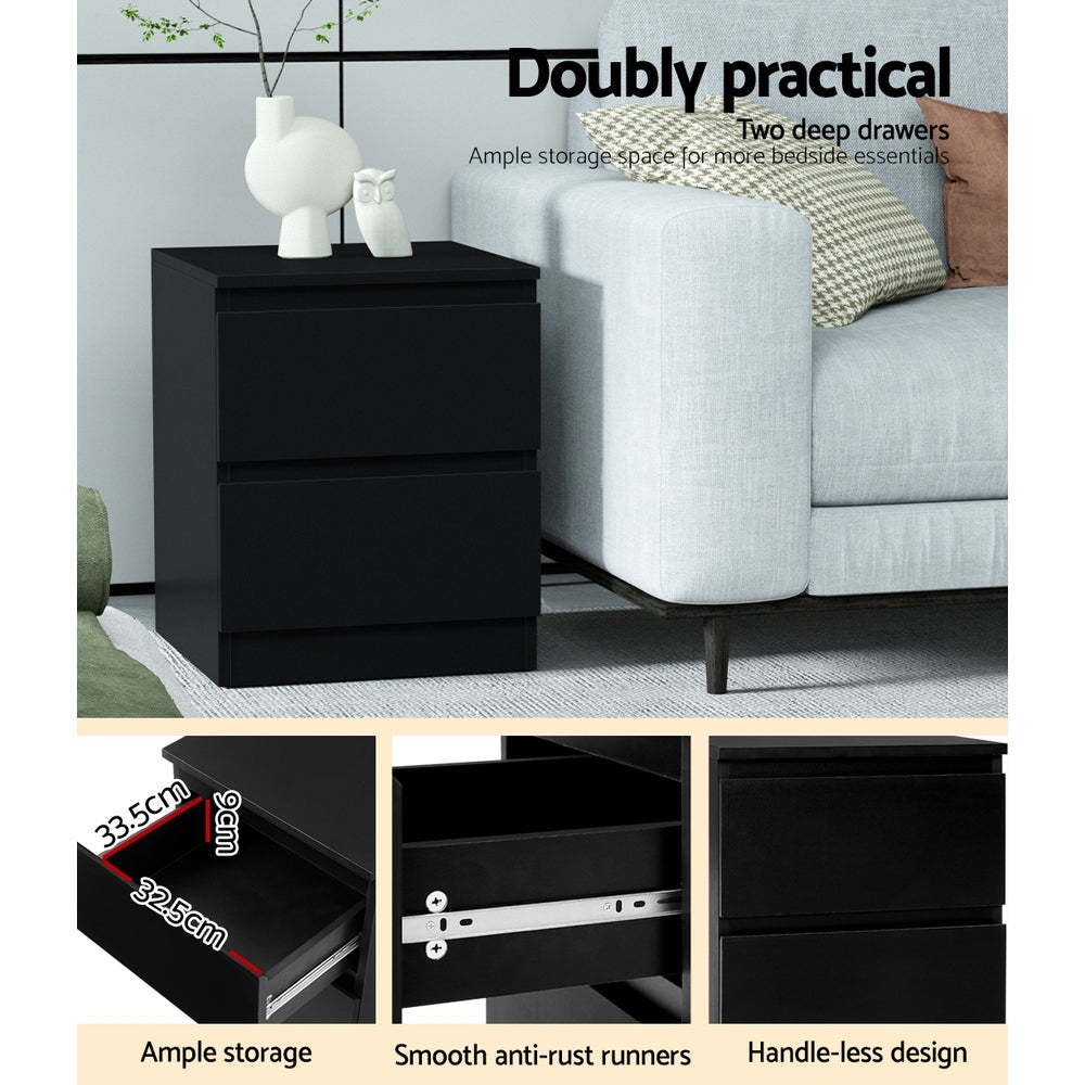 Artiss Bedside Tables Nightstand Black Lamp Artiss