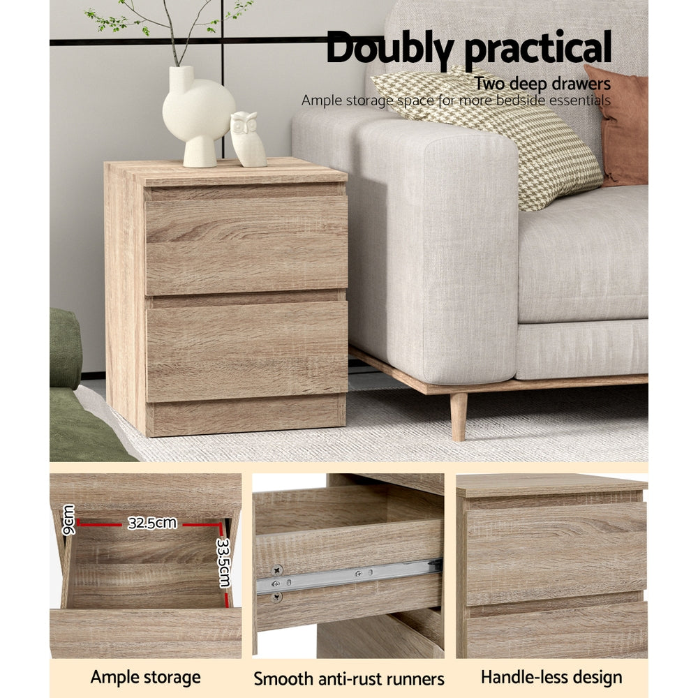Artiss Bedside Tables  Wood Lamp