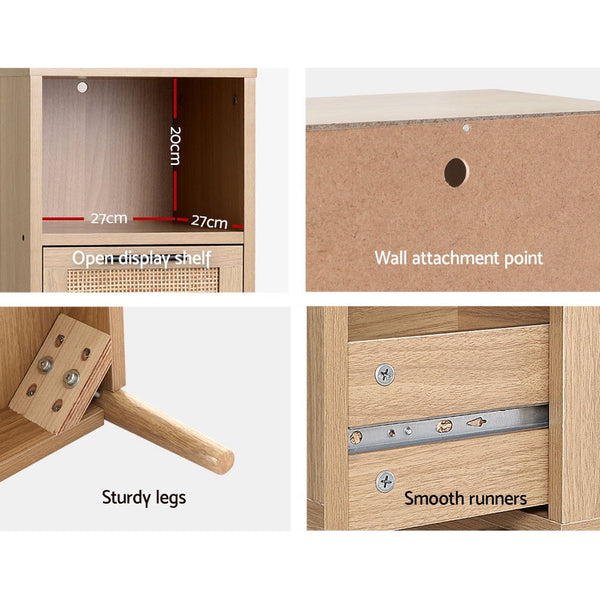 Artiss 3 Chest of Drawers Rattan Furniture Cabinet Storage Side End Table Shelf Artiss