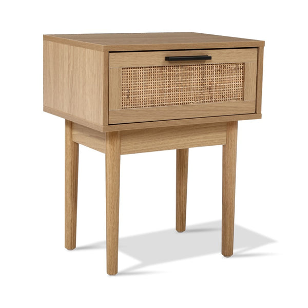 Artiss Bedside Tables Table 1 Drawer Storage Cabinet Rattan Wood freeshipping - Awezingly