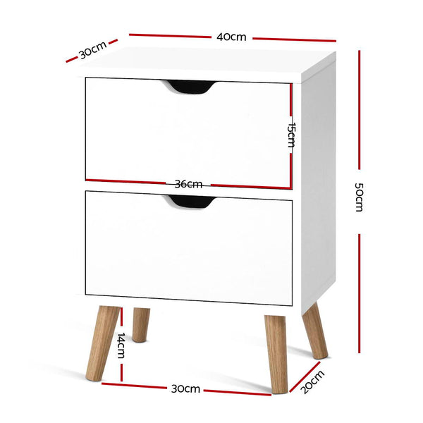 Artiss Bedside Tables Drawers Side Table Nightstand White Storage Cabinet Wood freeshipping - Awezingly
