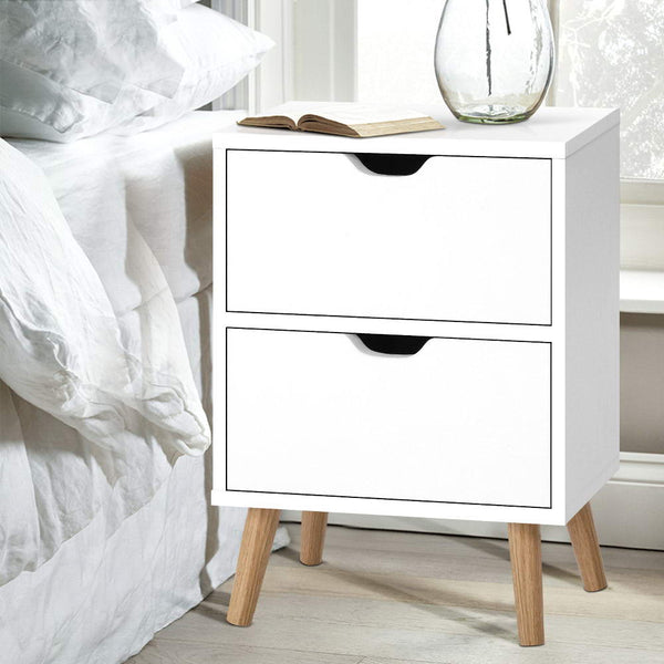 Artiss Bedside Tables Drawers Side Table Nightstand White Storage Cabinet Wood freeshipping - Awezingly