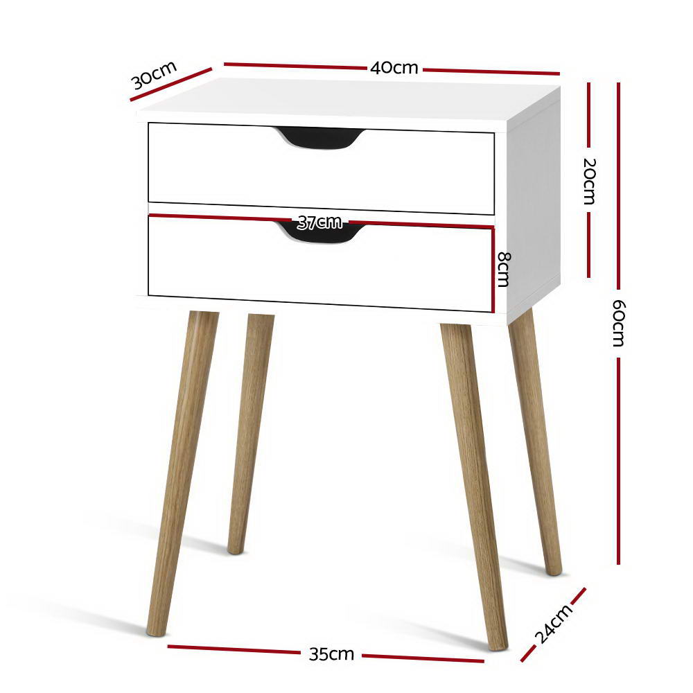 Artiss Bedside Tables Drawers Side Table Nightstand Wood Storage Cabinet White freeshipping - Awezingly