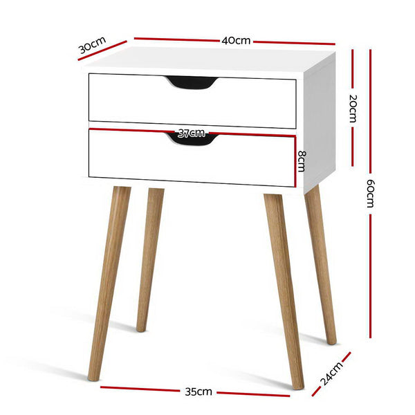 Artiss Bedside Tables Drawers Side Table Nightstand Wood Storage Cabinet White freeshipping - Awezingly