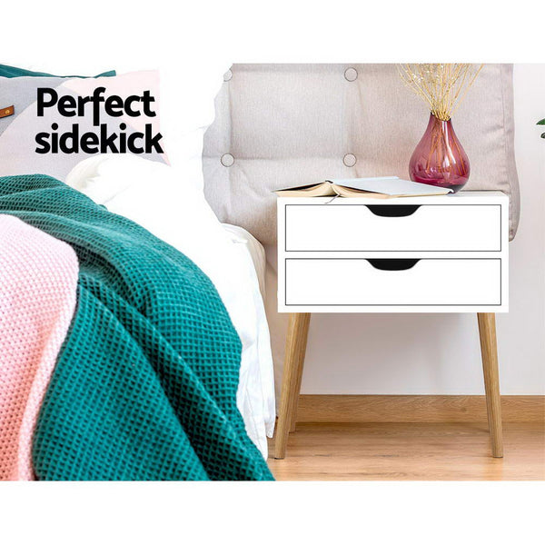 Artiss Bedside Tables Drawers Side Table Nightstand Wood Storage Cabinet White freeshipping - Awezingly