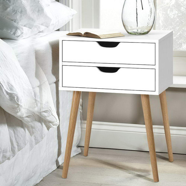 Artiss Bedside Tables Drawers Side Table Nightstand Wood Storage Cabinet White freeshipping - Awezingly