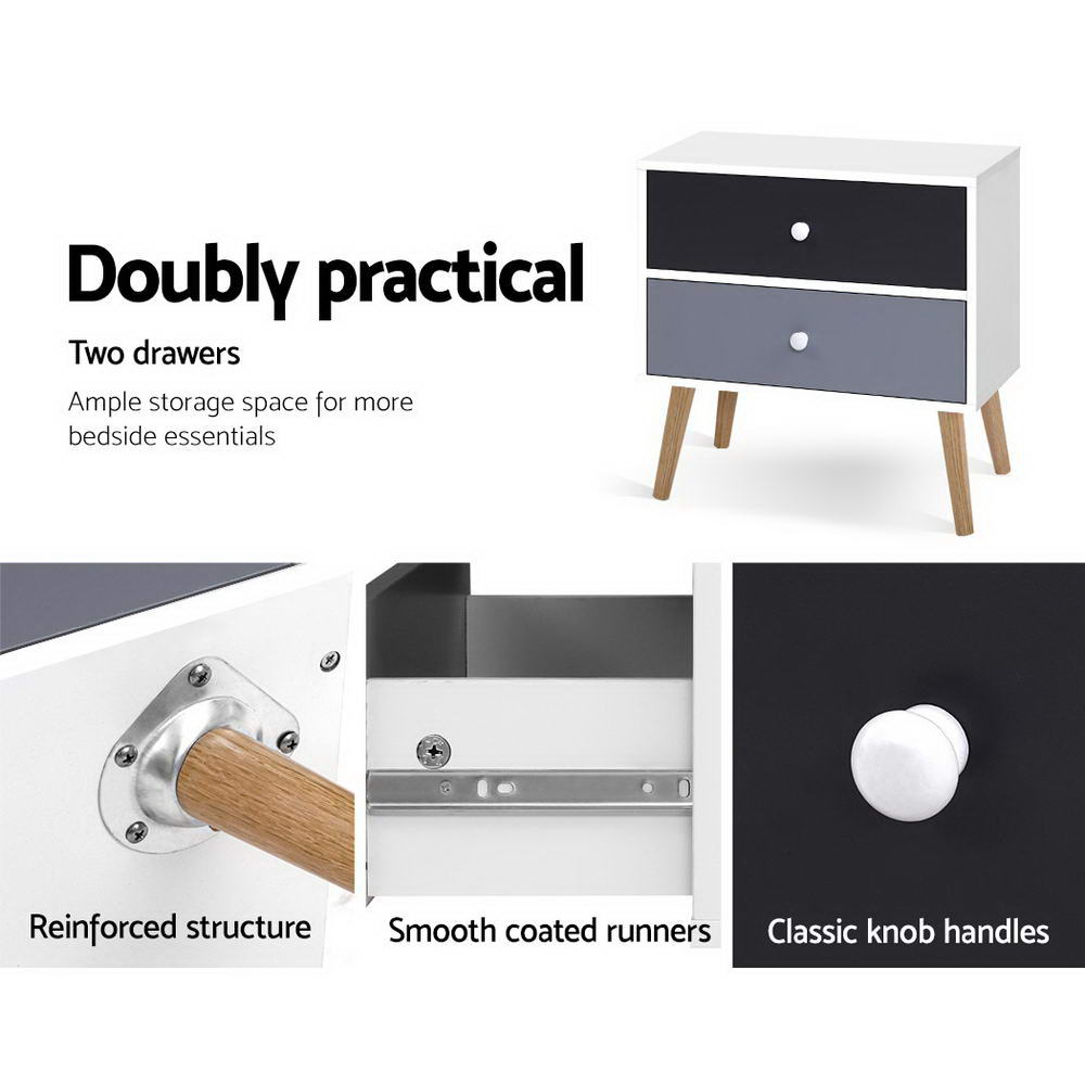 Artiss Bedside Tables Drawers Side Table Nightstand Lamp Side Storage Cabinet freeshipping - Awezingly