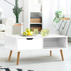 Artiss Coffee Table Storage Wooden Legs Scandinavian White