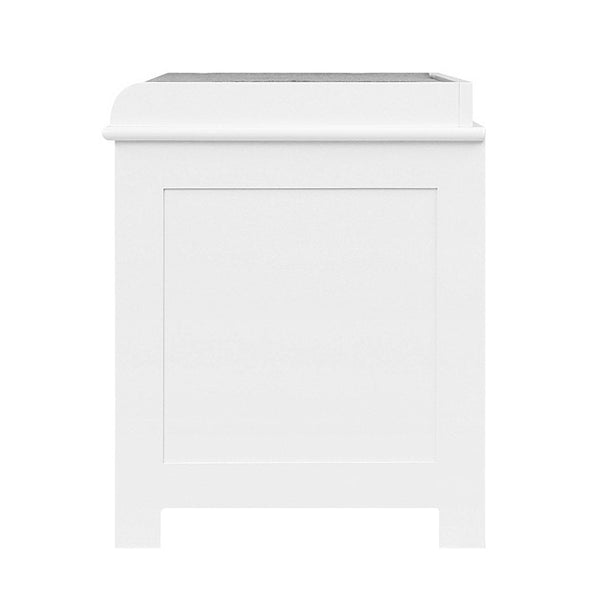 Artiss Fabric Shoe Bench with Drawers - White & Grey Artiss