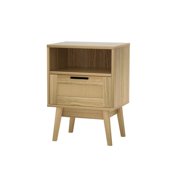 Artiss Bedside Tables Rattan Drawers Side Table Nightstand Storage Cabinet Wood Artiss