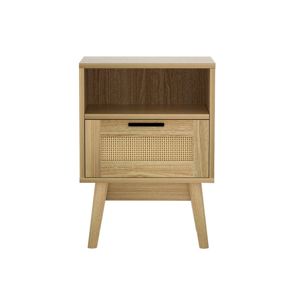 Artiss Bedside Tables Rattan Drawers Side Table Nightstand Storage Cabinet Wood Artiss