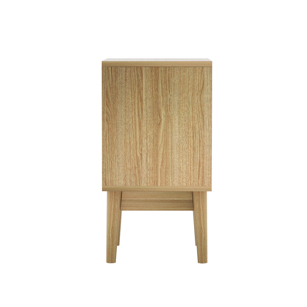 Artiss Bedside Tables Rattan Drawers Side Table Nightstand Storage Cabinet Wood Artiss