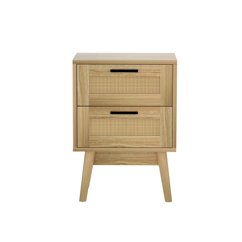 Artiss Bedside Tables Rattan 2 Drawers Side Table Nightstand Storage Cabinet Artiss