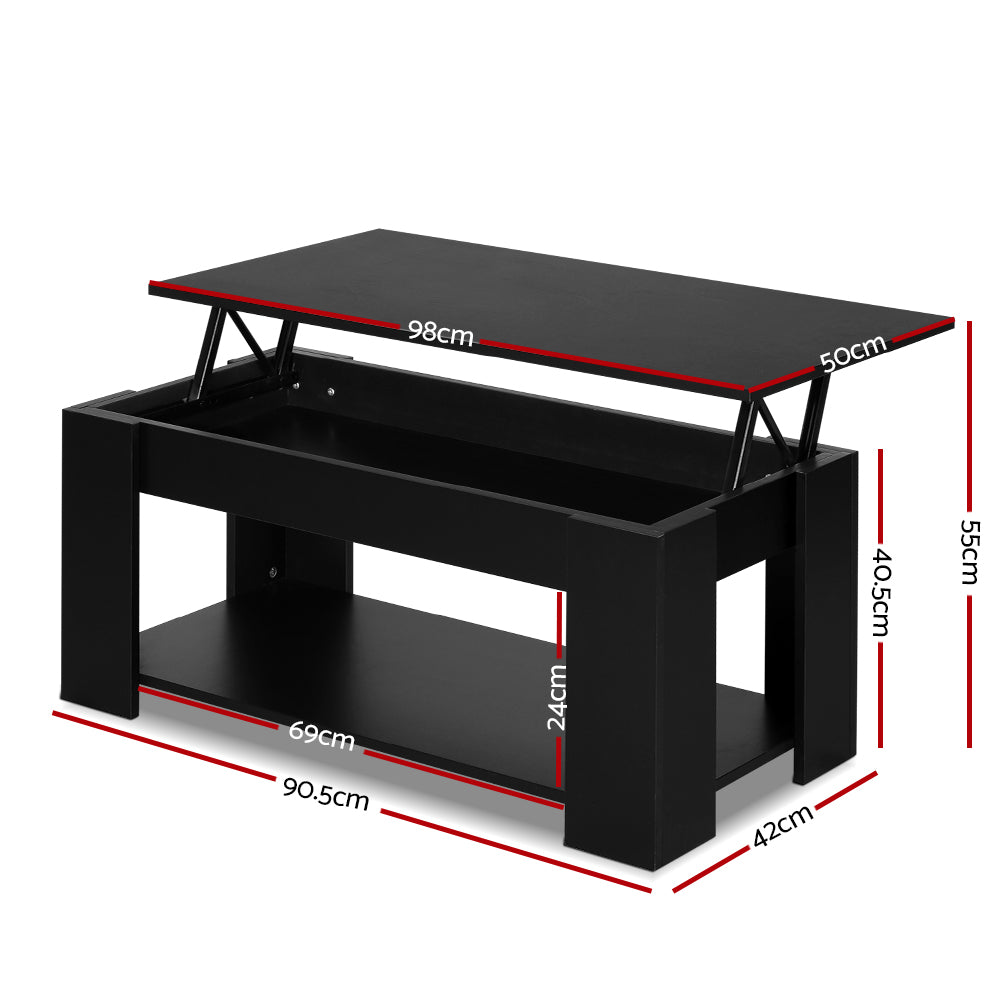 Artiss Lift Up Top Mechanical Coffee Table - Black freeshipping - Awezingly