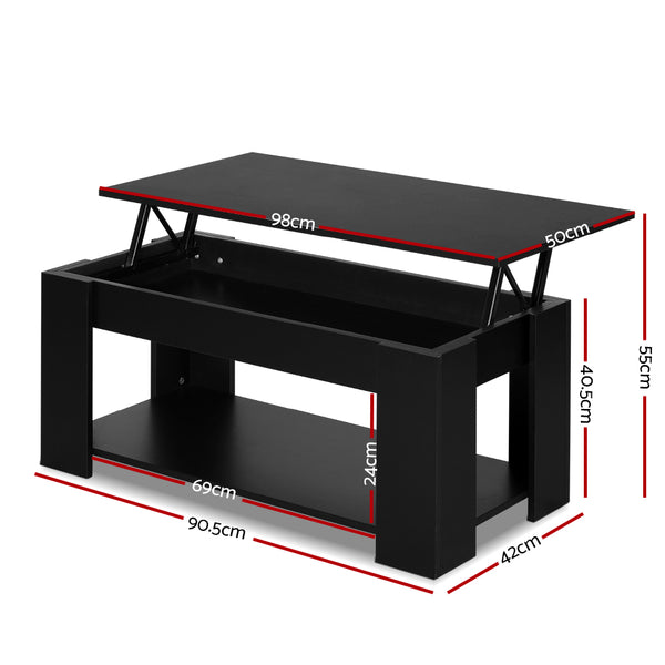 Artiss Lift Up Top Mechanical Coffee Table - Black freeshipping - Awezingly